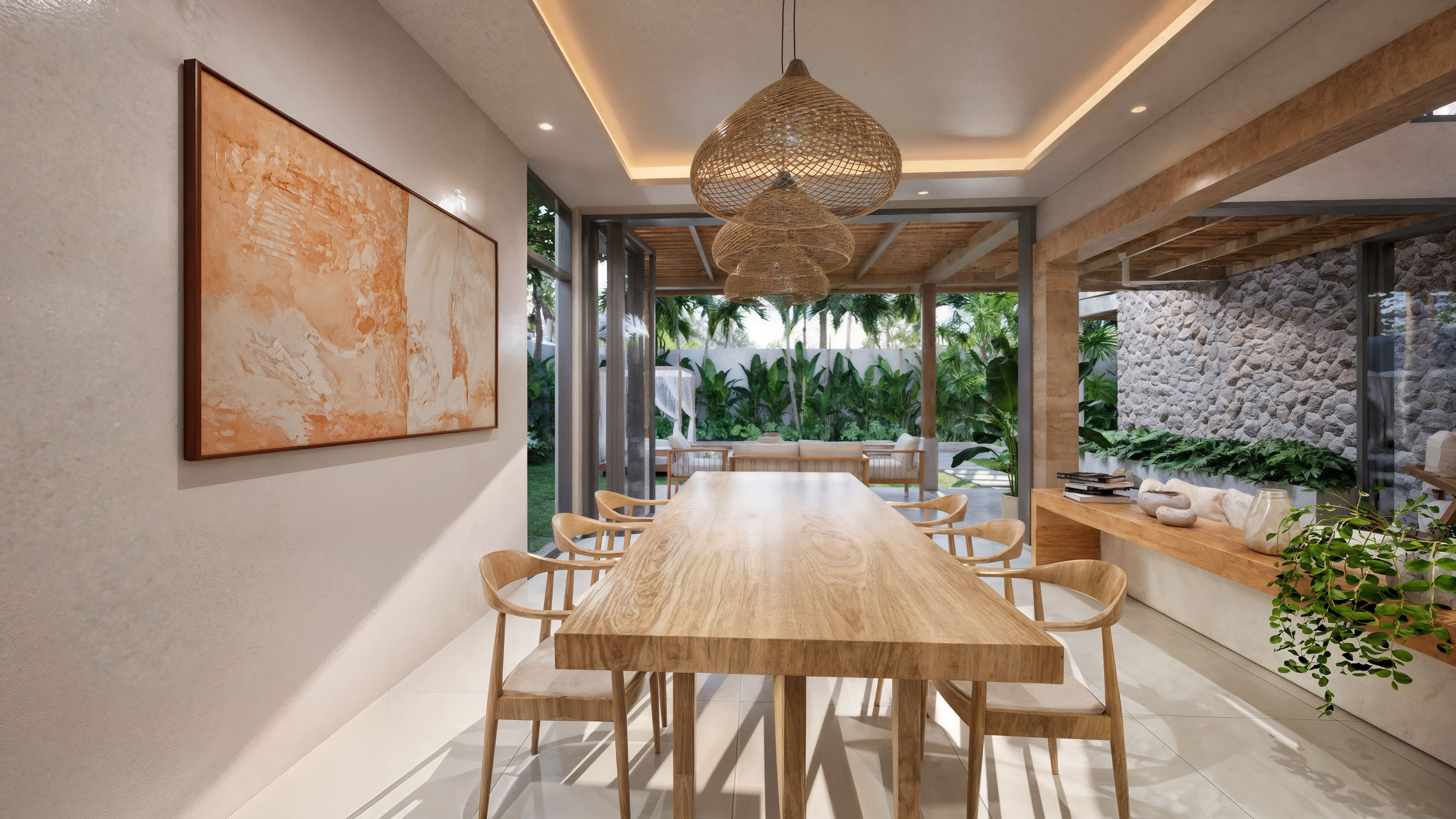 Dining area opening to covered terrace
